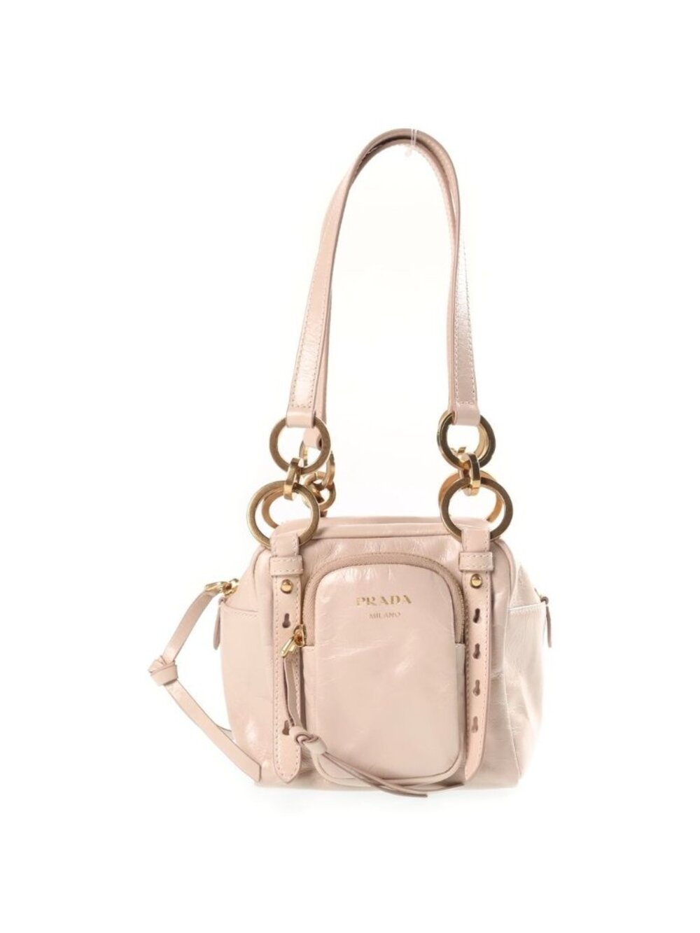 Prada Dangle Leather Top Handle Mini Bag Beige